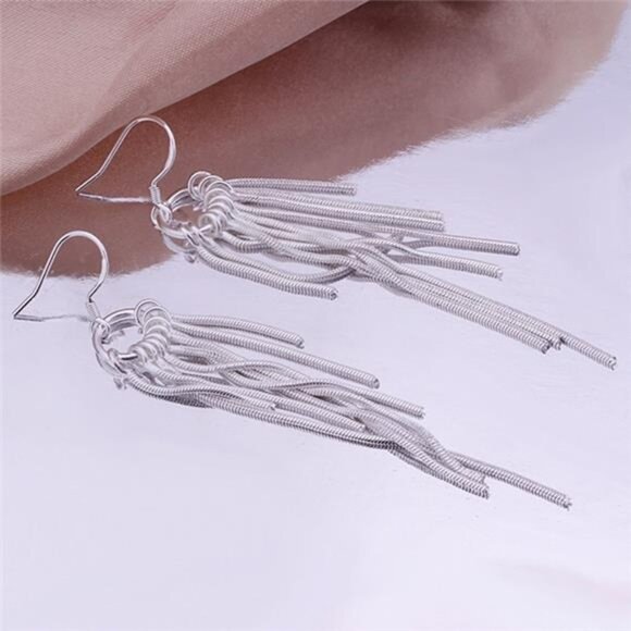 925 Sterling Silver Chandelier Drop Dangle Earrings with Hook Closure - Picture 4 of 4